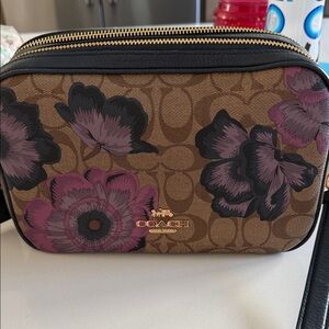 Limited Edition Coach Floral Crossbody Bag in Brown and Purple